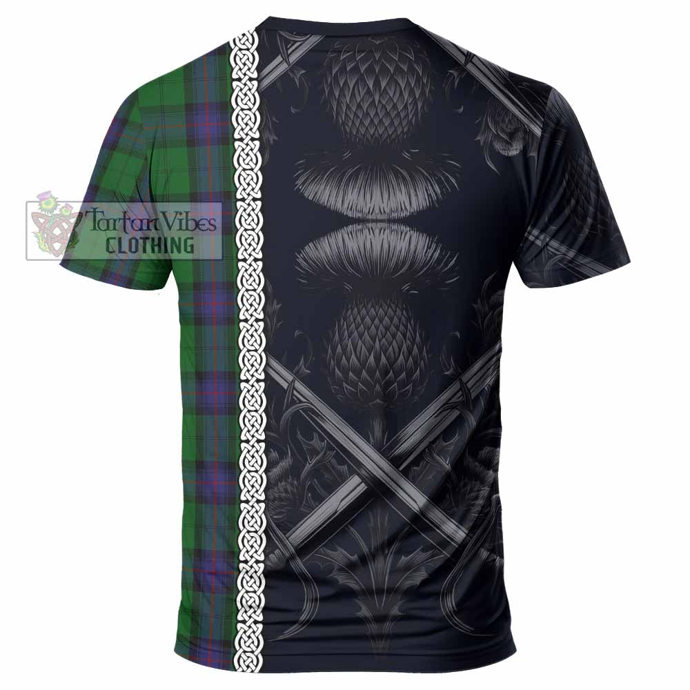 Tartan Vibes Clothing Armstrong Tartan T-Shirt with Family Crest Cross Sword Thistle Celtic Vibes