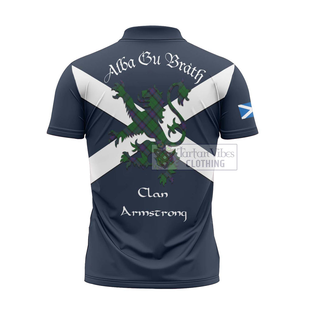 Tartan Vibes Clothing Armstrong Tartan Lion Rampant Zipper Polo Shirt – Proudly Display Your Heritage with Alba Gu Brath and Clan Name