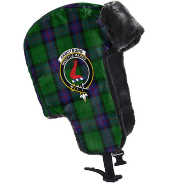 Armstrong Tartan Winter Trapper Hat with Family Crest