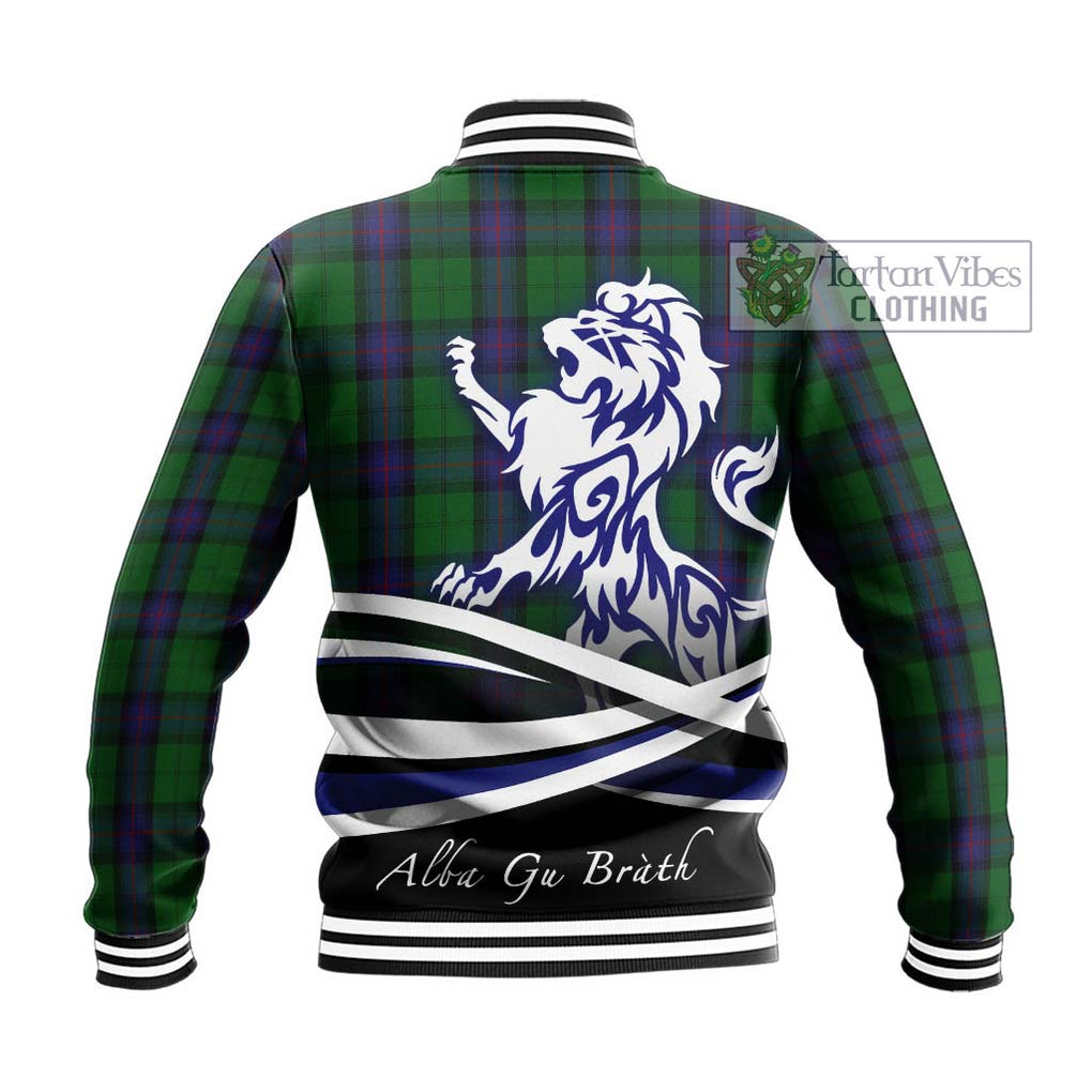 Armstrong Tartan Baseball Jacket with Alba Gu Brath Regal Lion Emblem - Tartanvibesclothing Shop