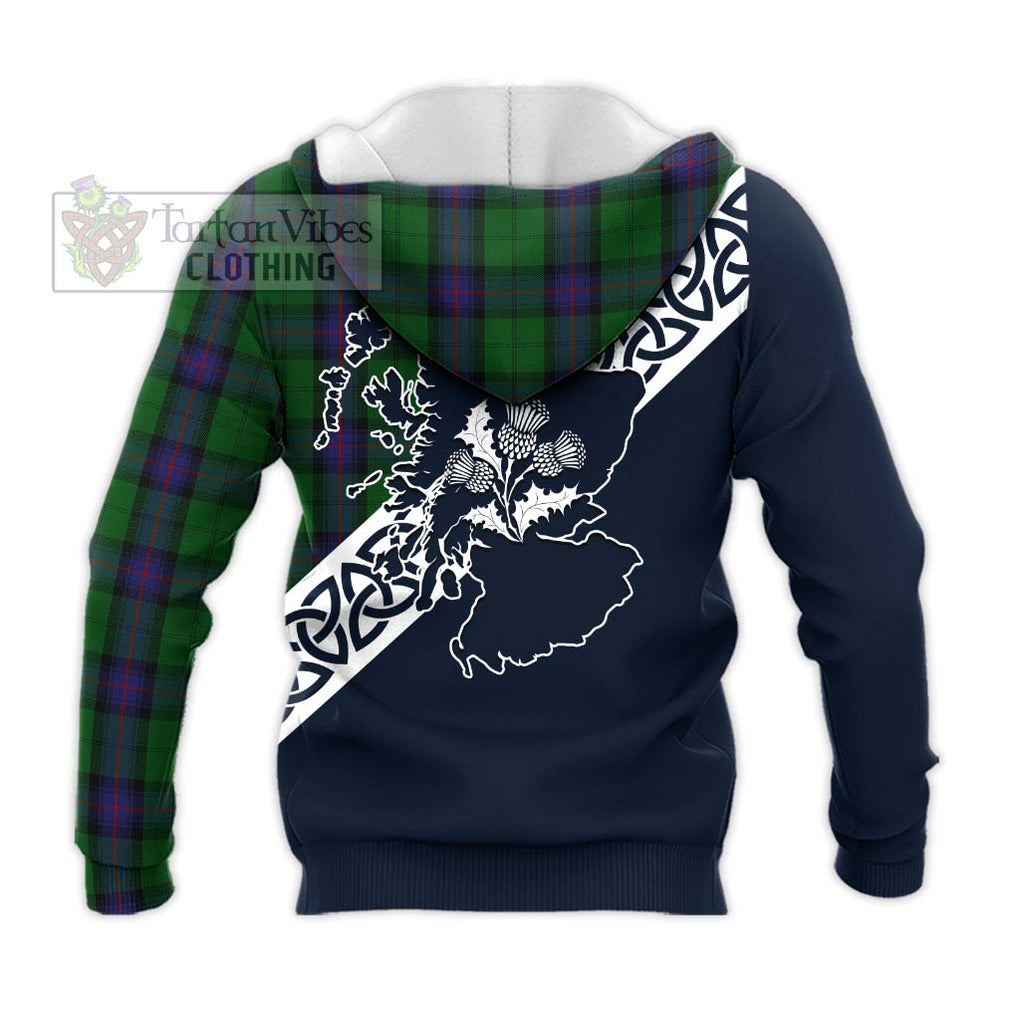 Tartan Vibes Clothing Armstrong Tartan Knitted Hoodie Featuring Thistle and Scotland Map