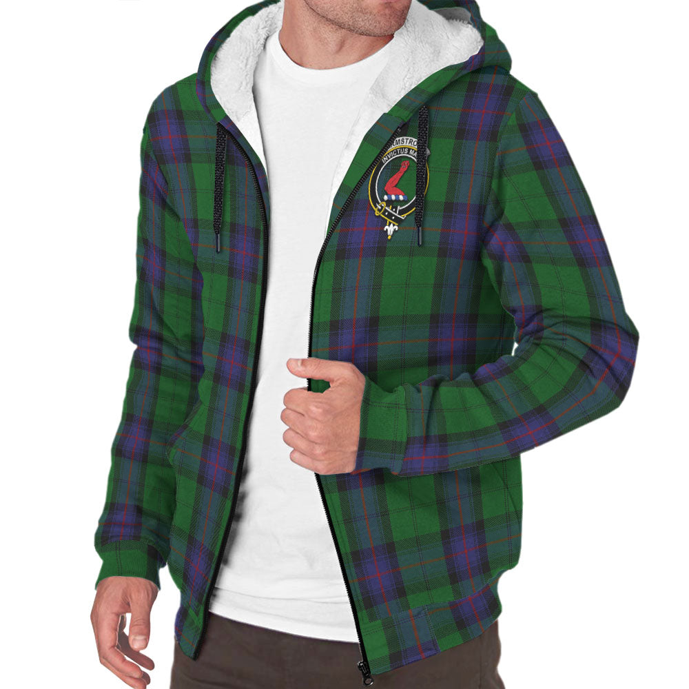 Armstrong Tartan Sherpa Hoodie with Family Crest - Tartanvibesclothing