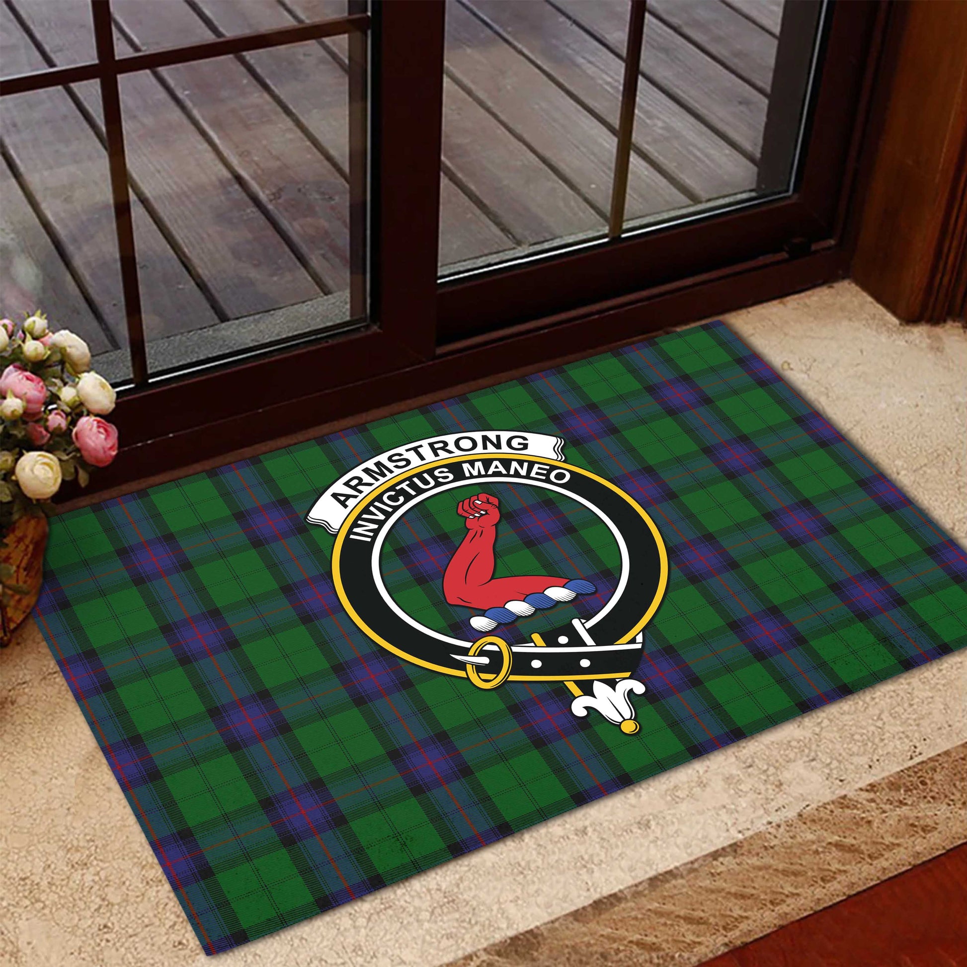 Armstrong Tartan Door Mat with Family Crest - Tartanvibesclothing