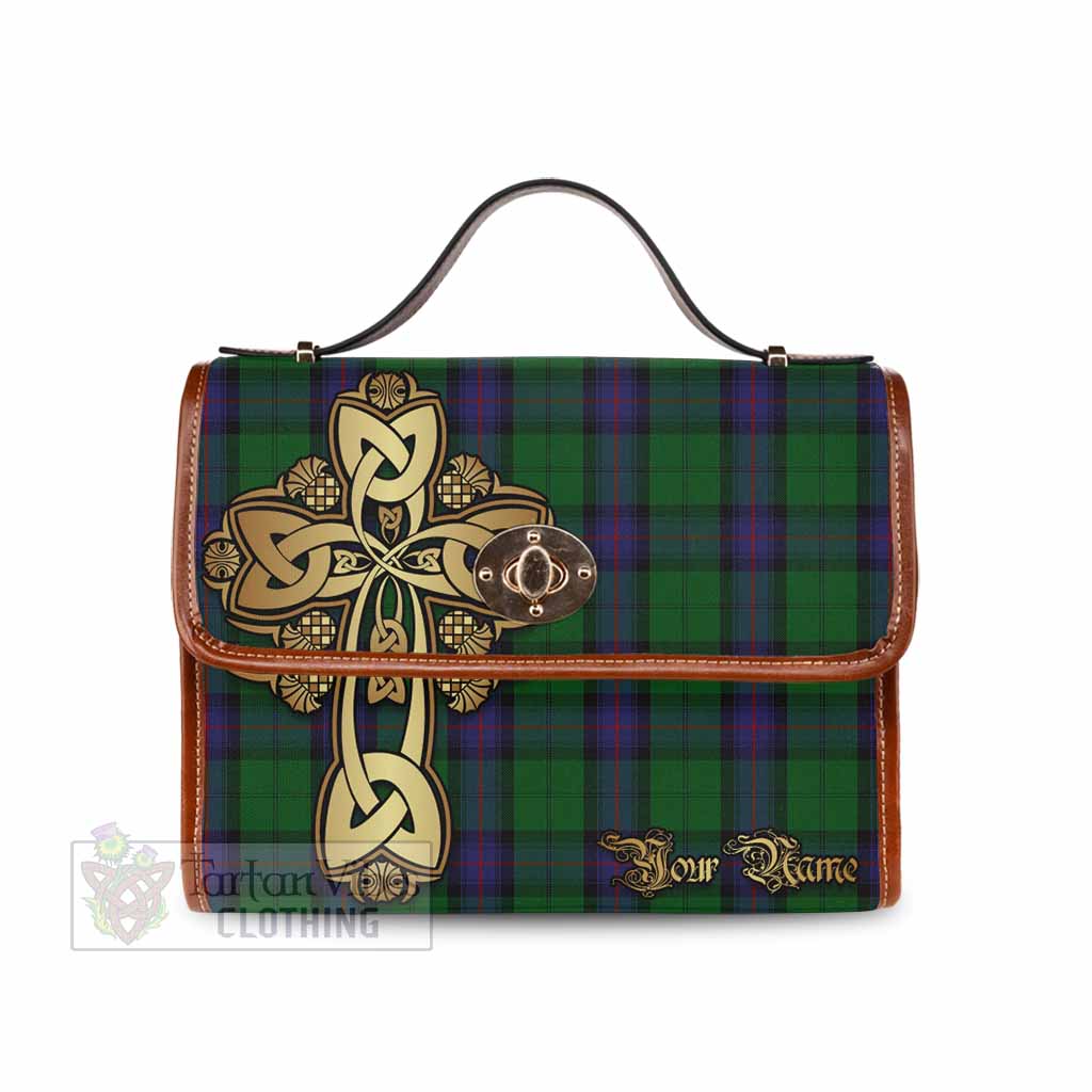 Tartan Vibes Clothing Armstrong Tartan Waterproof Canvas Bag Golden Thistle Celtic Cross Style