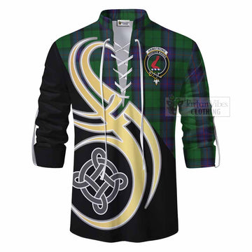 Armstrong Tartan Ghillie Kilt Shirt with Family Crest and Celtic Symbol Style