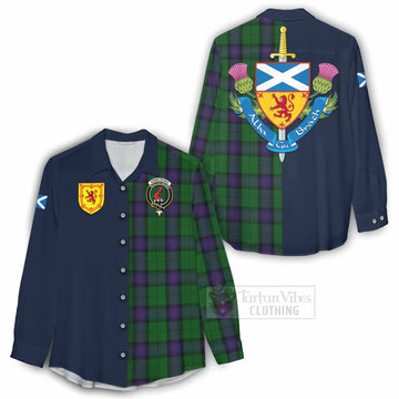 Armstrong Tartan Women's Casual Shirt Alba with Scottish Lion Royal Arm Half Style