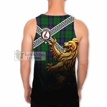 Armstrong Crest Tartan Men's Tank Top with Golden Lion Emblem Celtic Style - Tartan Vibes Clothing