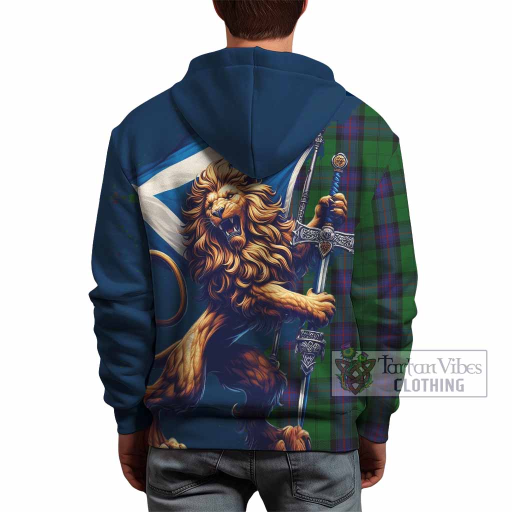 Armstrong Tartan Family Crest Hoodie with Scottish Majestic Lion