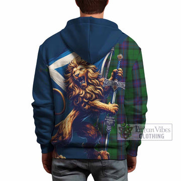 Armstrong Tartan Family Crest Hoodie with Scottish Majestic Lion