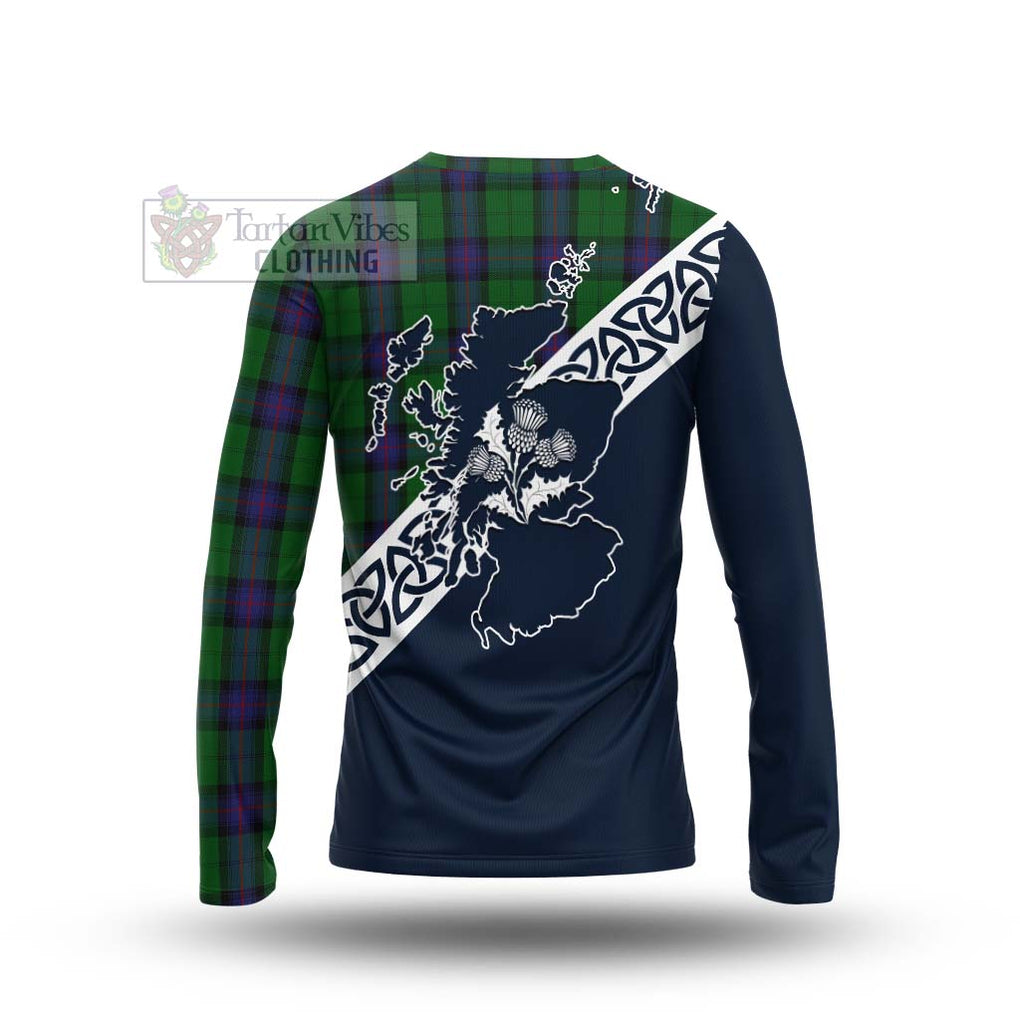 Tartan Vibes Clothing Armstrong Tartan Long Sleeve T-Shirt Featuring Thistle and Scotland Map