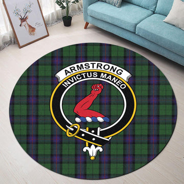 Armstrong Tartan Round Rug with Family Crest