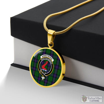 Armstrong Tartan Circle Necklace with Family Crest