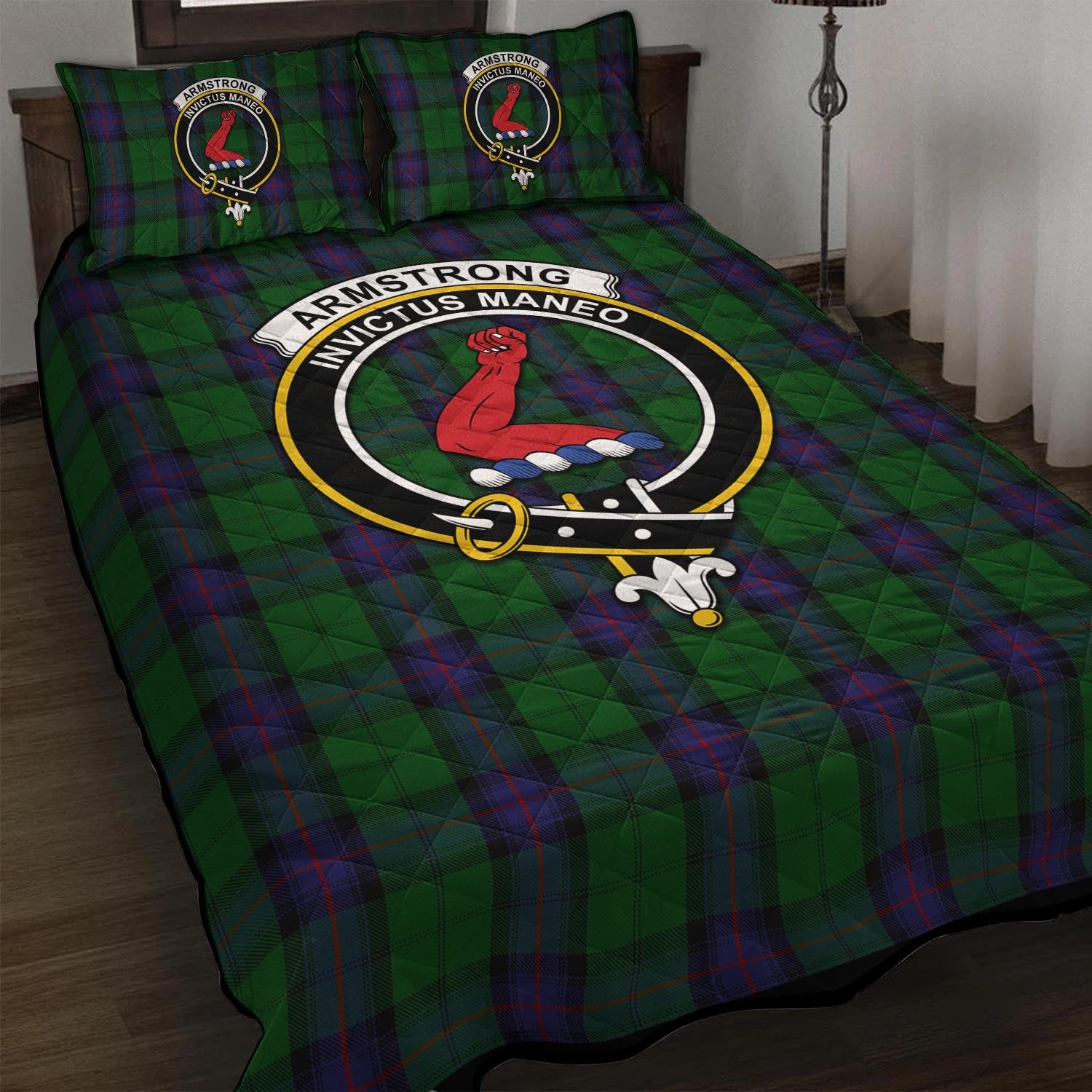 Armstrong Tartan Quilt Bed Set with Family Crest - Tartan Vibes Clothing