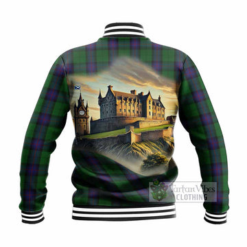 Armstrong Tartan Family Crest Baseball Jacket with Scottish Ancient Castle Style - Tartan Vibes Clothing