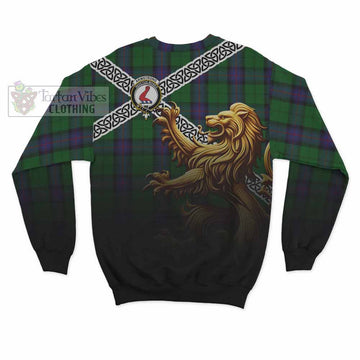 Armstrong Crest Tartan Sweatshirt with Golden Lion Emblem Celtic Style - Tartan Vibes Clothing