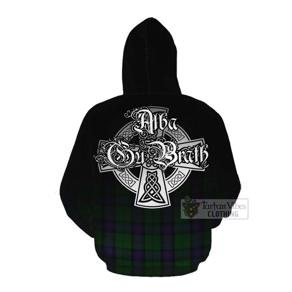 Tartan Vibes Clothing Armstrong Tartan Cotton Hoodie Featuring Alba Gu Brath Family Crest Celtic Inspired