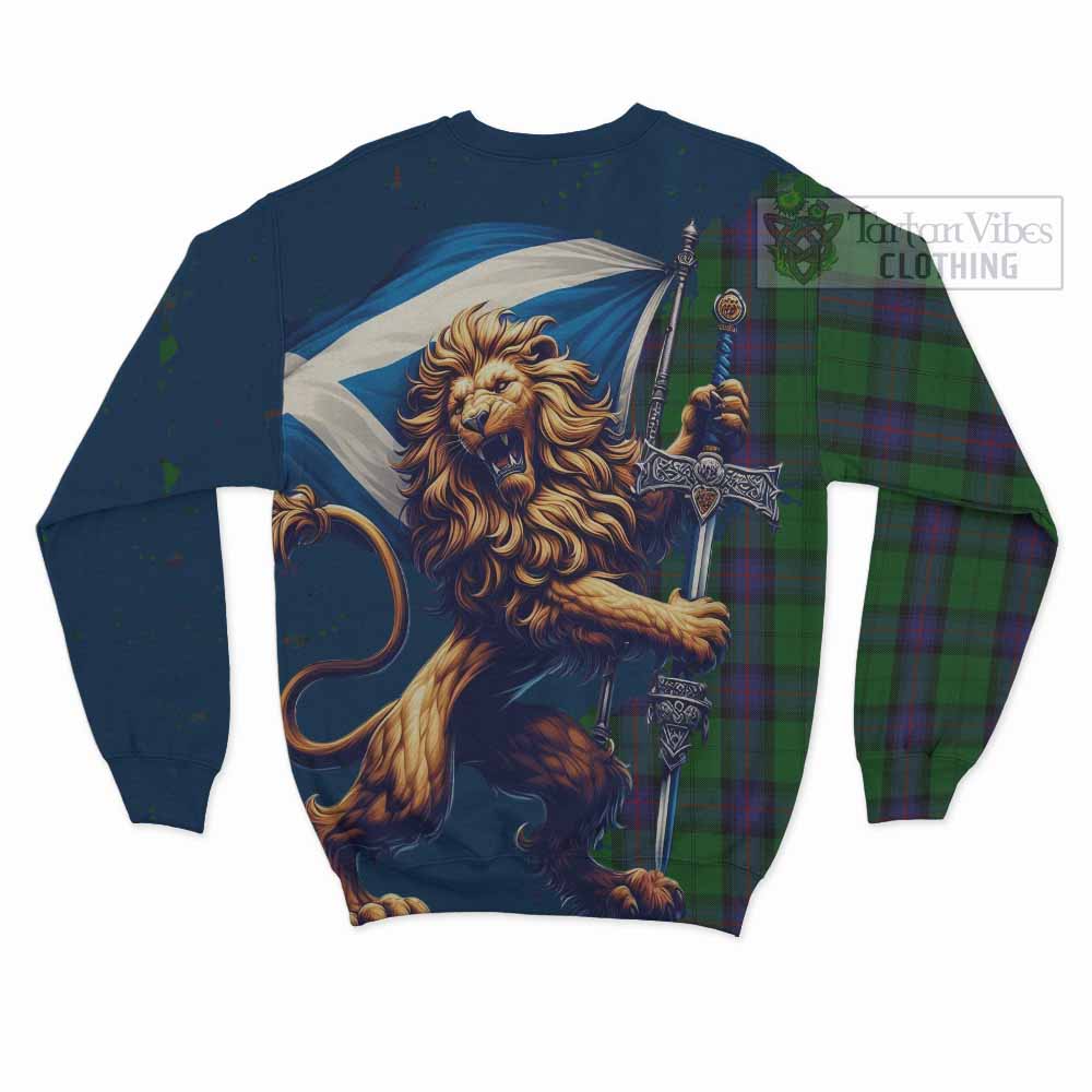 Tartan Vibes Clothing Armstrong Tartan Family Crest Sweatshirt with Scottish Majestic Lion