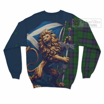 Armstrong Tartan Family Crest Sweatshirt with Scottish Majestic Lion