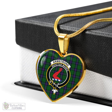 Armstrong Tartan Heart Necklace with Family Crest