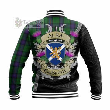Armstrong Tartan Family Crest Baseball Jacket Lion Rampant Royal Thistle Shield Celtic Inspired - Tartan Vibes Clothing