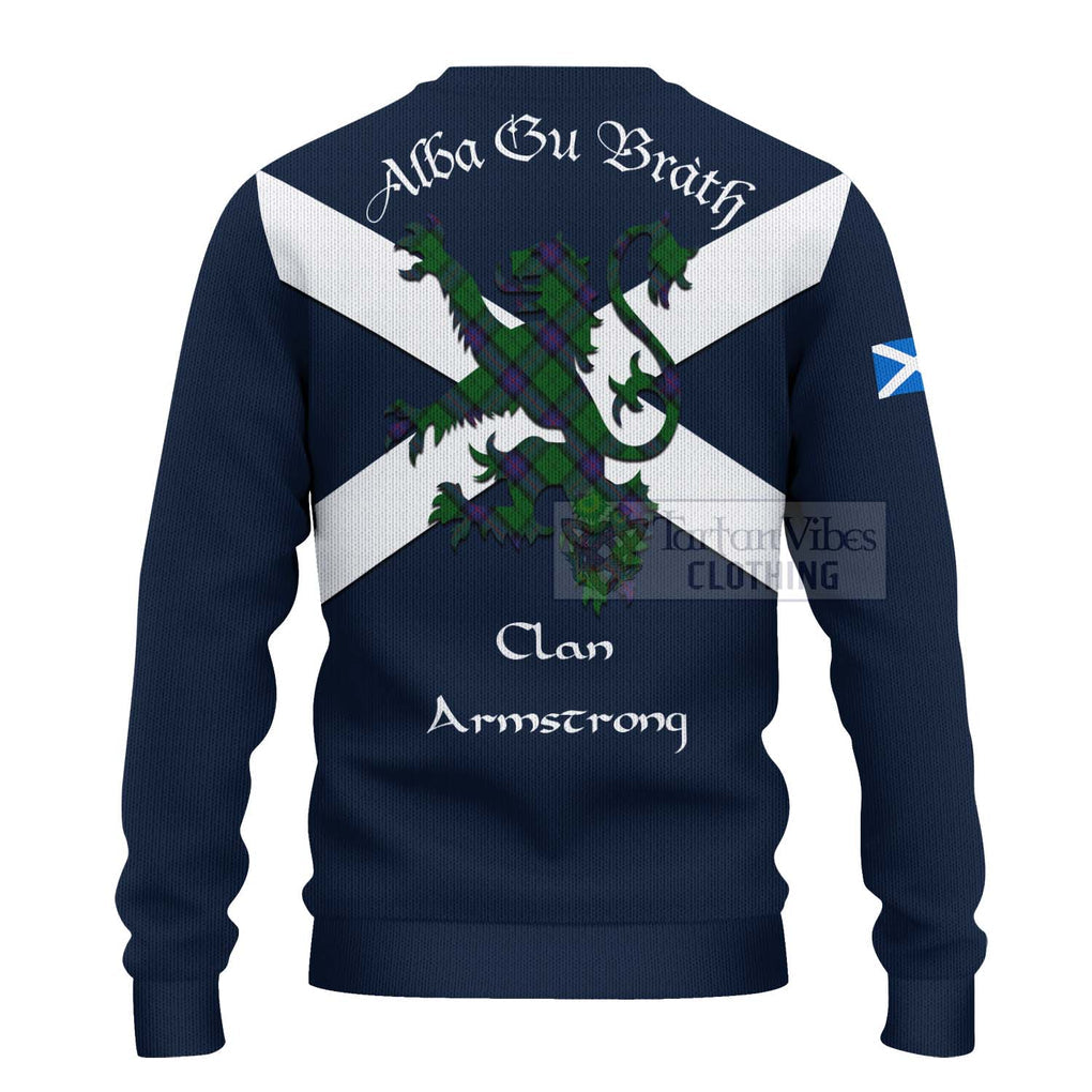 Tartan Vibes Clothing Armstrong Tartan Lion Rampant Knitted Sweater – Proudly Display Your Heritage with Alba Gu Brath and Clan Name