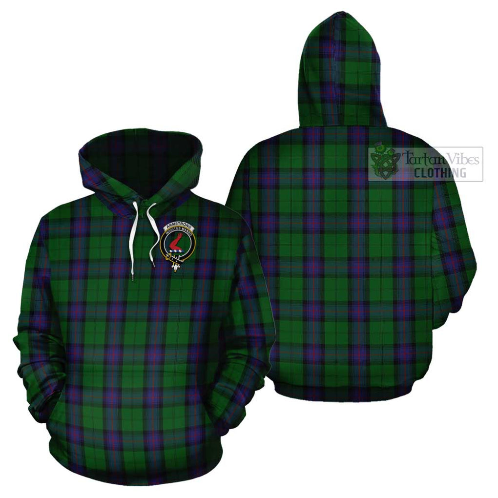 Armstrong Tartan Cotton Hoodie with Family Crest Pullover Hoodie - Tartan Vibes Clothing