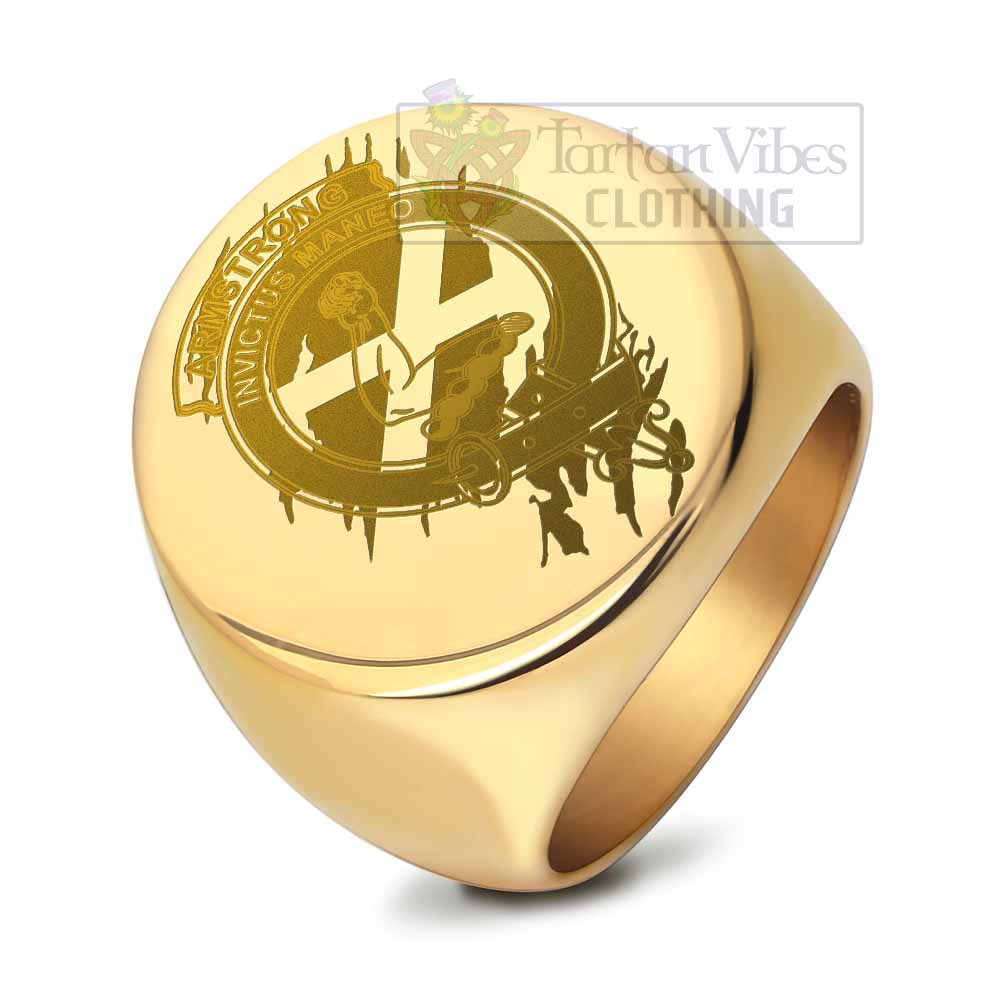 Tartan Vibes Clothing Armstrong Clan Crest Engraved Ring Scotland In Me Style