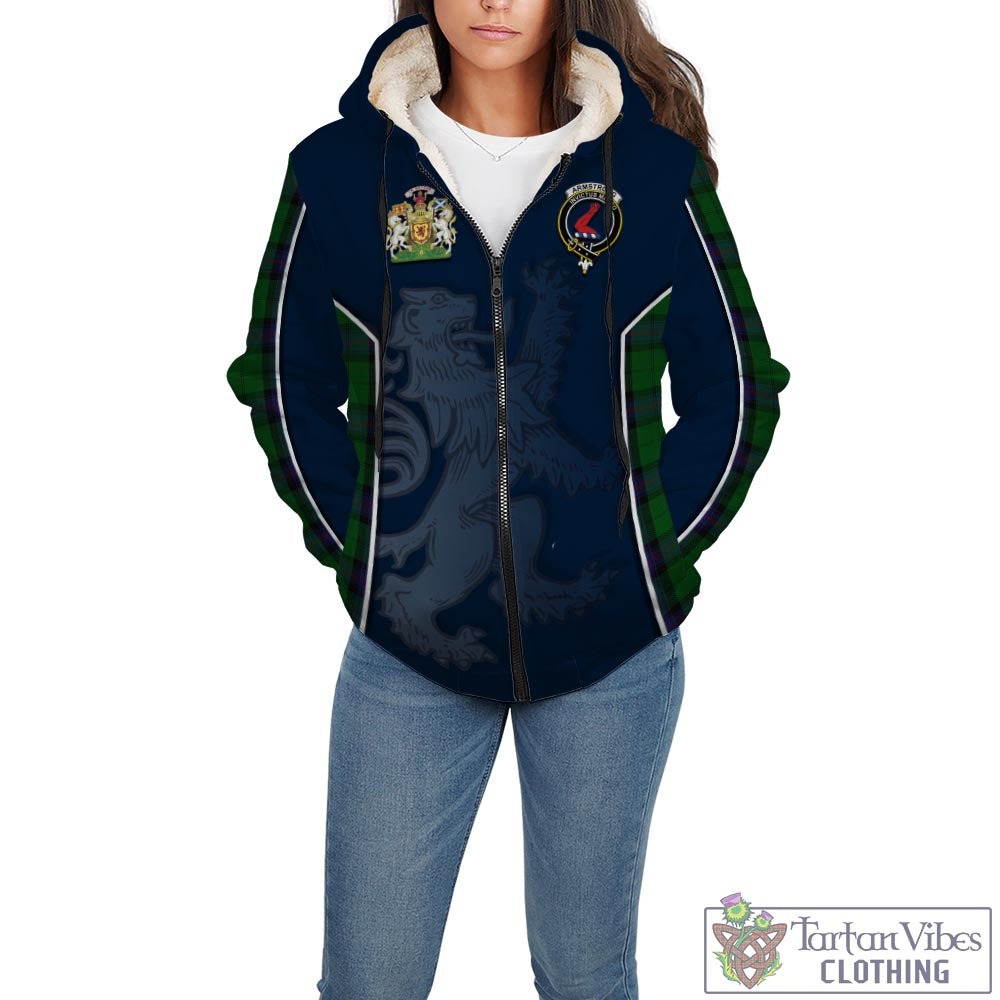 Tartan Vibes Clothing Armstrong Tartan Sherpa Hoodie with Family Crest and Lion Rampant Vibes Sport Style