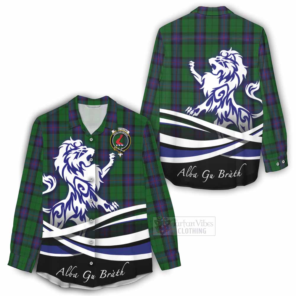 Tartan Vibes Clothing Armstrong Tartan Women's Casual Shirt with Alba Gu Brath Regal Lion Emblem