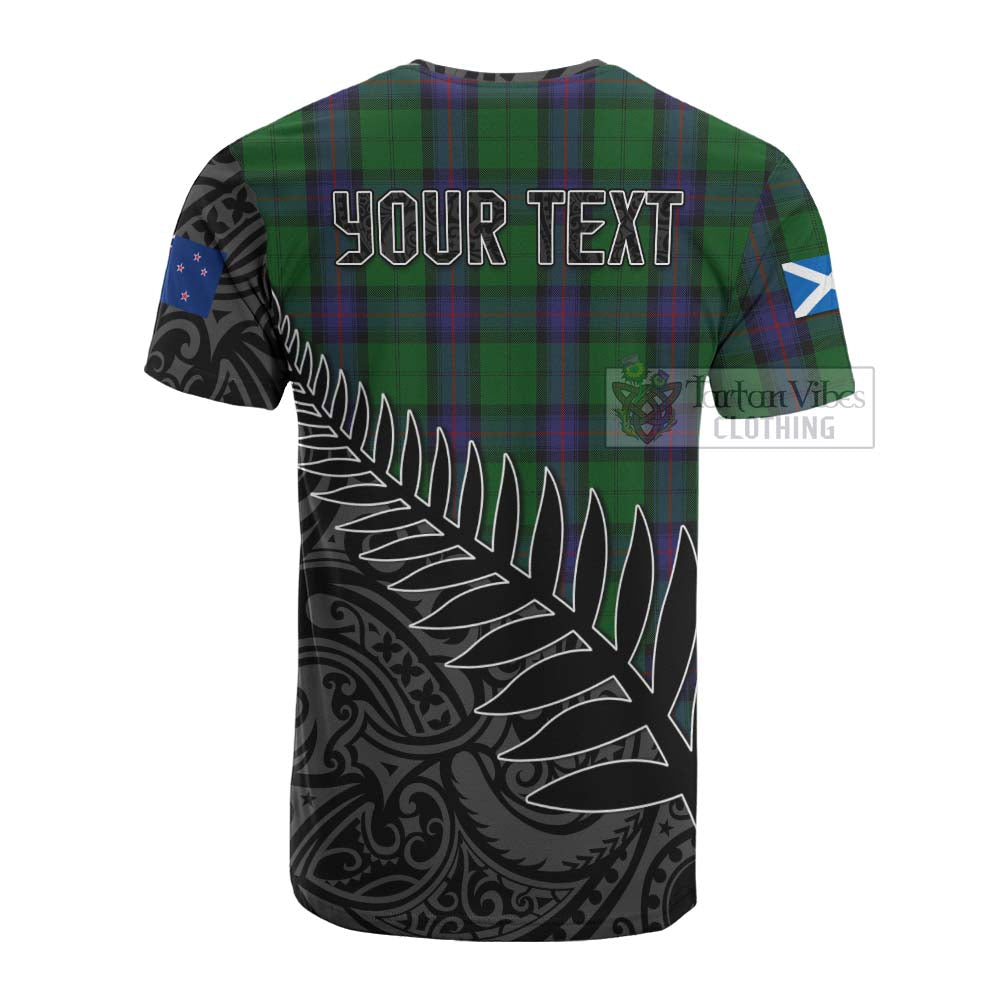 Tartan Vibes Clothing Armstrong Crest Tartan Cotton T-shirt with New Zealand Silver Fern Half Style