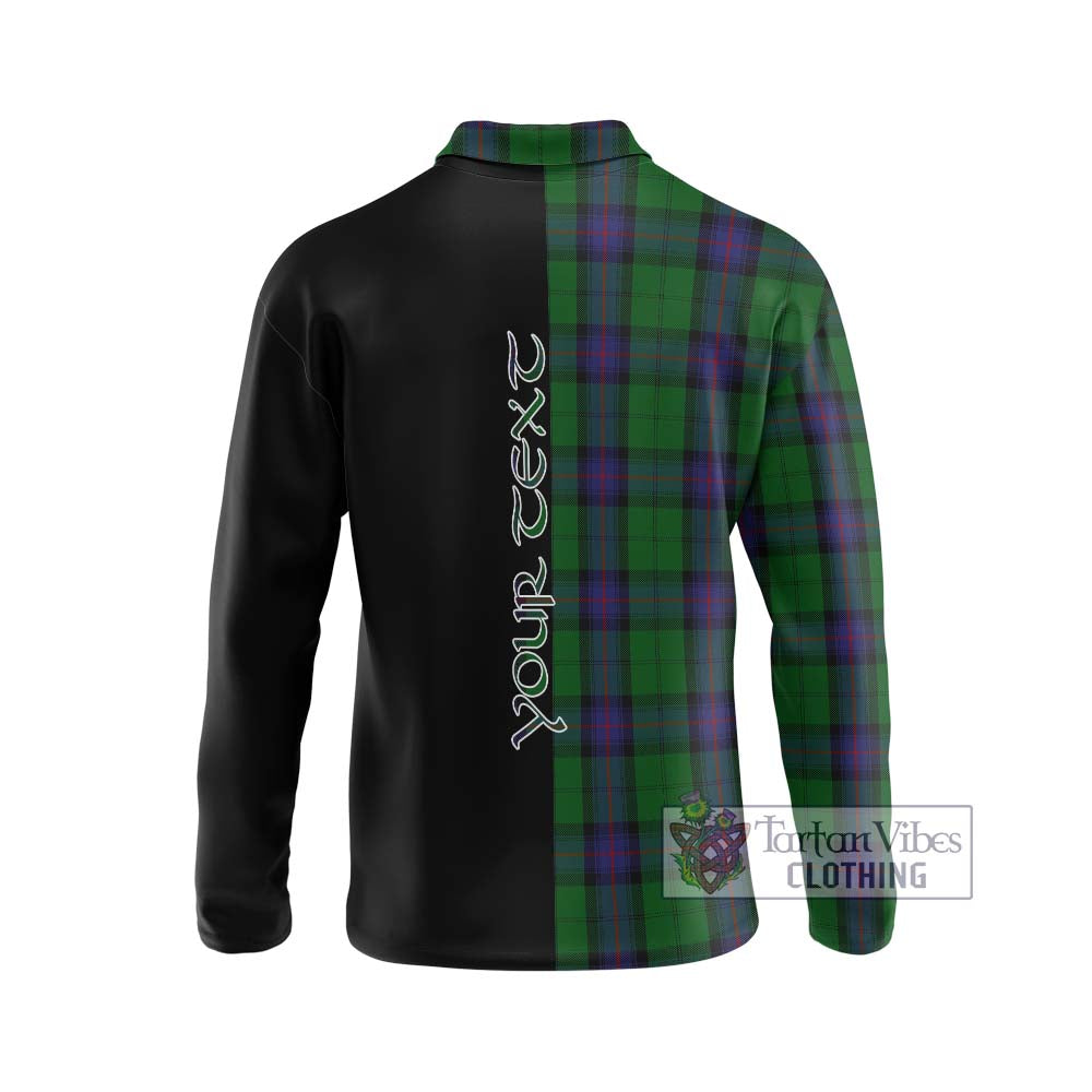 Armstrong Tartan Long Sleeve Polo Shirt with Family Crest and Half Of Me Style - Tartanvibesclothing Shop