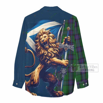 Armstrong Tartan Family Crest Women's Casual Shirt with Scottish Majestic Lion