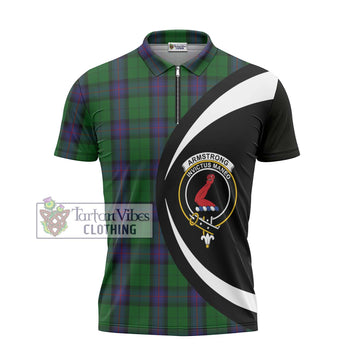 Armstrong Tartan Zipper Polo Shirt with Family Crest Circle Style