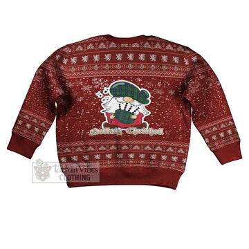 Armstrong Clan Christmas Kid Ugly Sweater with Gnome Playing Bagpipes