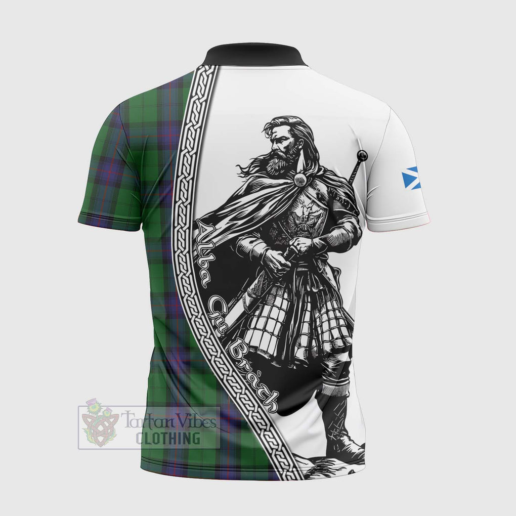 Tartan Vibes Clothing Armstrong Tartan Clan Crest Zipper Polo Shirt with Highlander Warrior Celtic Style