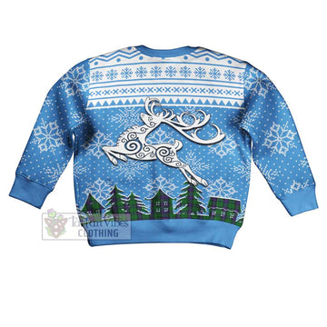 Armstrong Clan Christmas Kid Ugly Sweater with Tartan and Celtic Reindeer Style