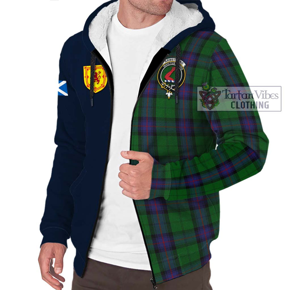 Tartan Vibes Clothing Armstrong Tartan Sherpa Hoodie with Scottish Lion Royal Arm Half Style