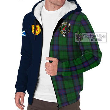 Armstrong Tartan Sherpa Hoodie Alba with Scottish Lion Royal Arm Half Style