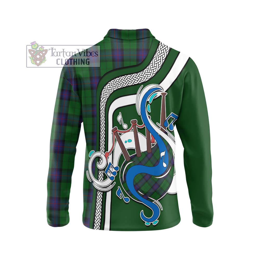 Tartan Vibes Clothing Armstrong Tartan Long Sleeve Polo Shirt with Epic Bagpipe Style