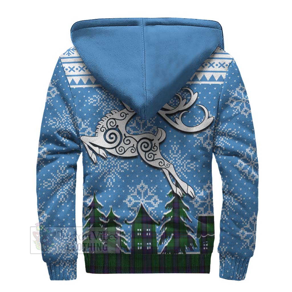 Tartan Vibes Clothing Armstrong Clan Christmas Sherpa Hoodie Celtic Reindeer Style