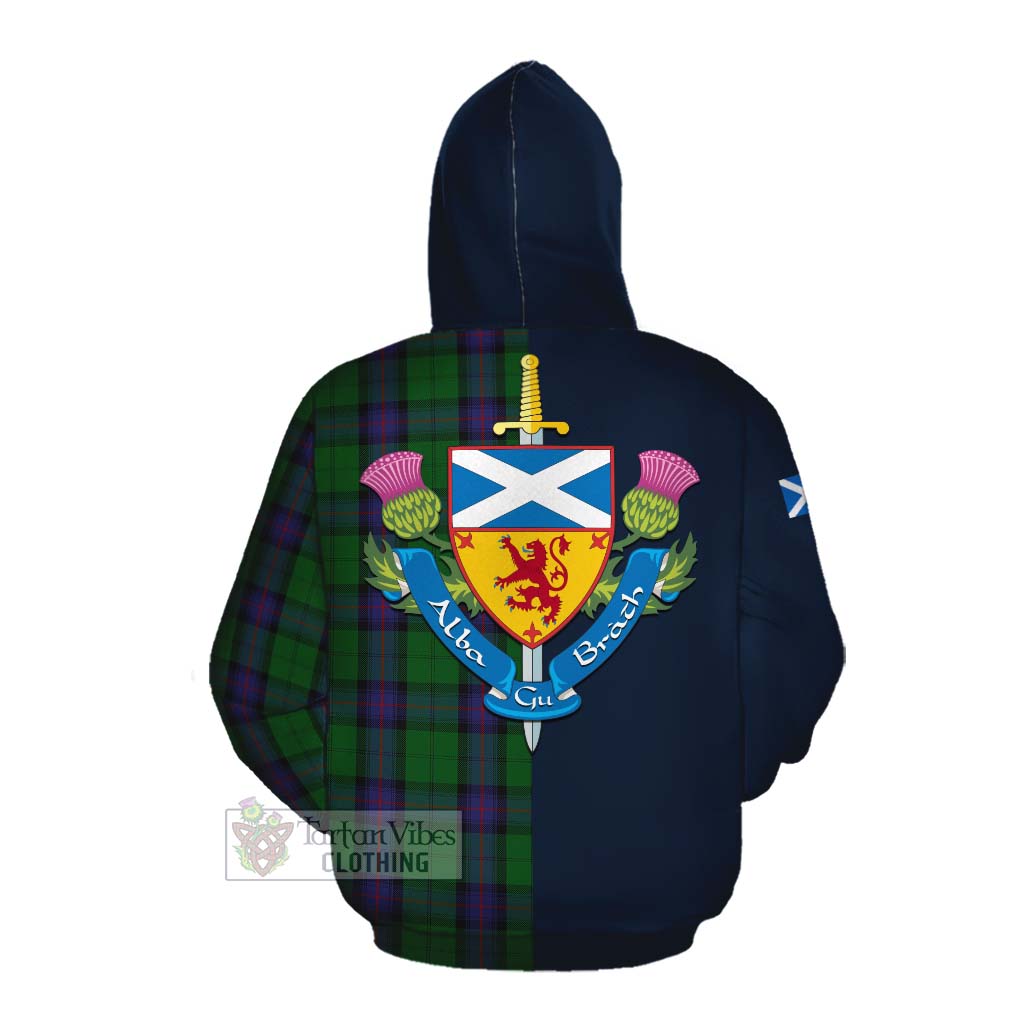 Tartan Vibes Clothing Armstrong Tartan Cotton Hoodie Alba with Scottish Lion Royal Arm Half Style