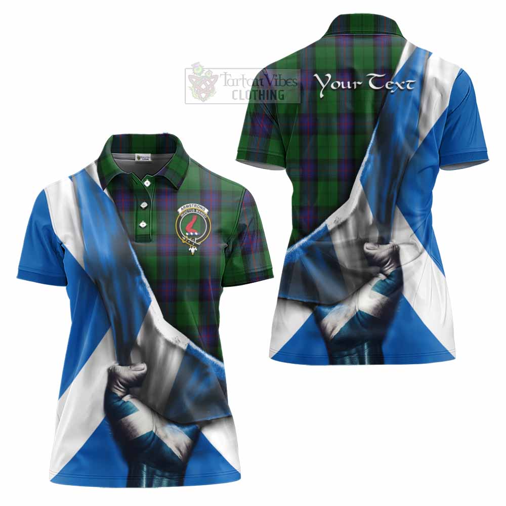 Tartan Vibes Clothing Armstrong Tartan Women's Polo Shirt with Family Crest Scotland Patriotic Style