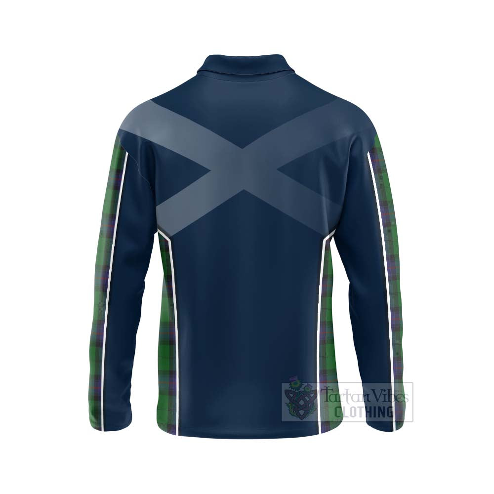 Tartan Vibes Clothing Armstrong Tartan Long Sleeve Polo Shirt with Family Crest and Scottish Thistle Vibes Sport Style