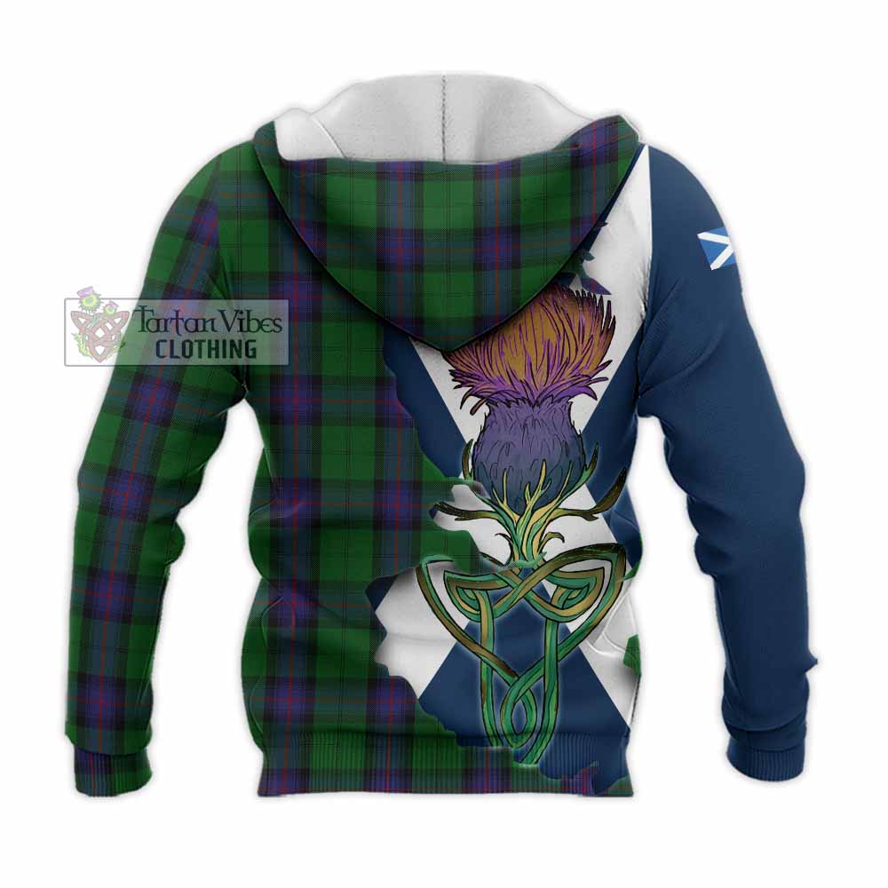 Armstrong Tartan Family Crest Knitted Hoodie Scottish Thistle Celtic Inspired - Tartan Vibes Clothing