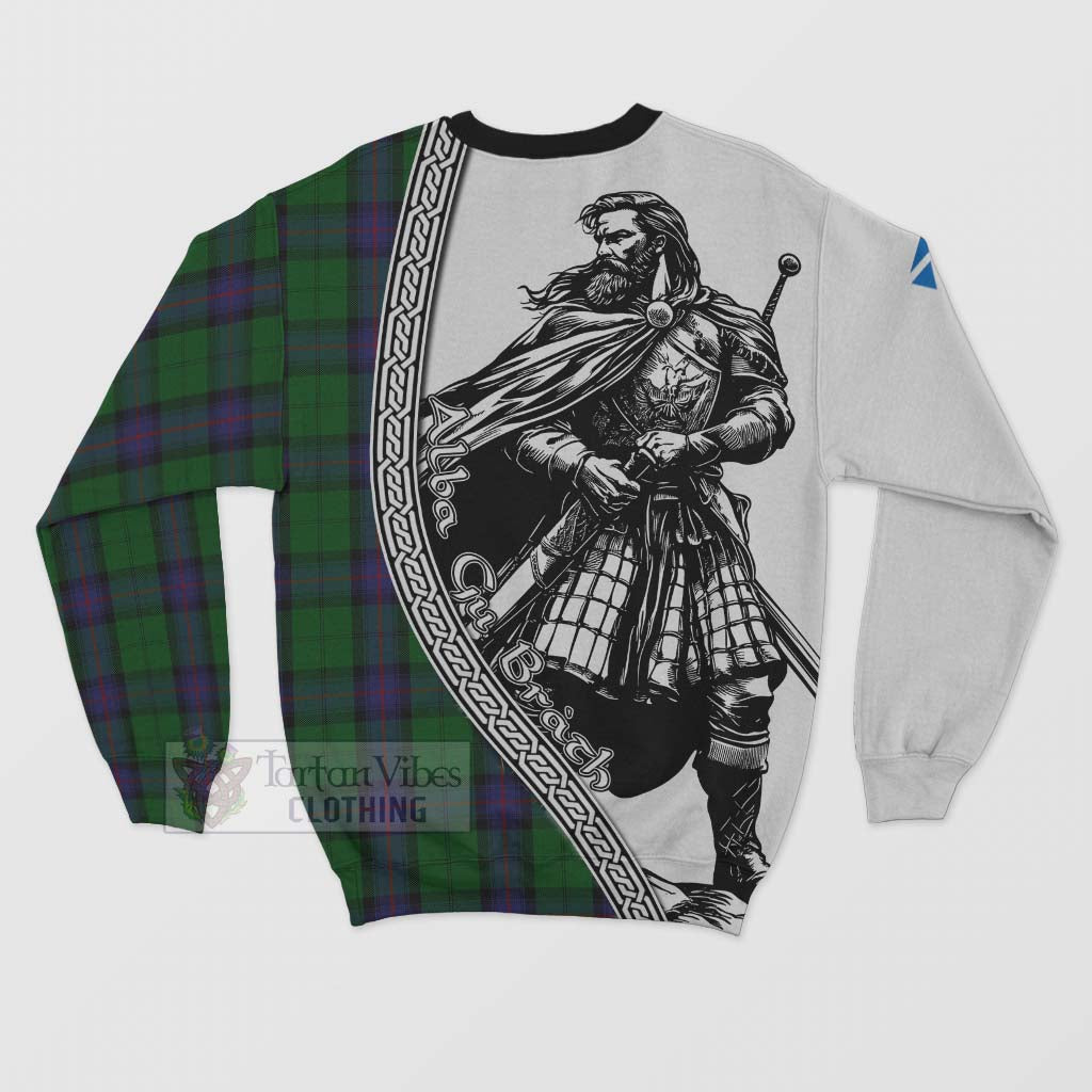 Tartan Vibes Clothing Armstrong Tartan Clan Crest Sweatshirt with Highlander Warrior Celtic Style