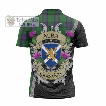 Armstrong Tartan Family Crest Zipper Polo Shirt Lion Rampant Royal Thistle Shield Celtic Inspired - Tartan Vibes Clothing