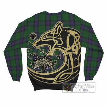 Armstrong Tartan Sweatshirt with Family Crest Celtic Wolf Style