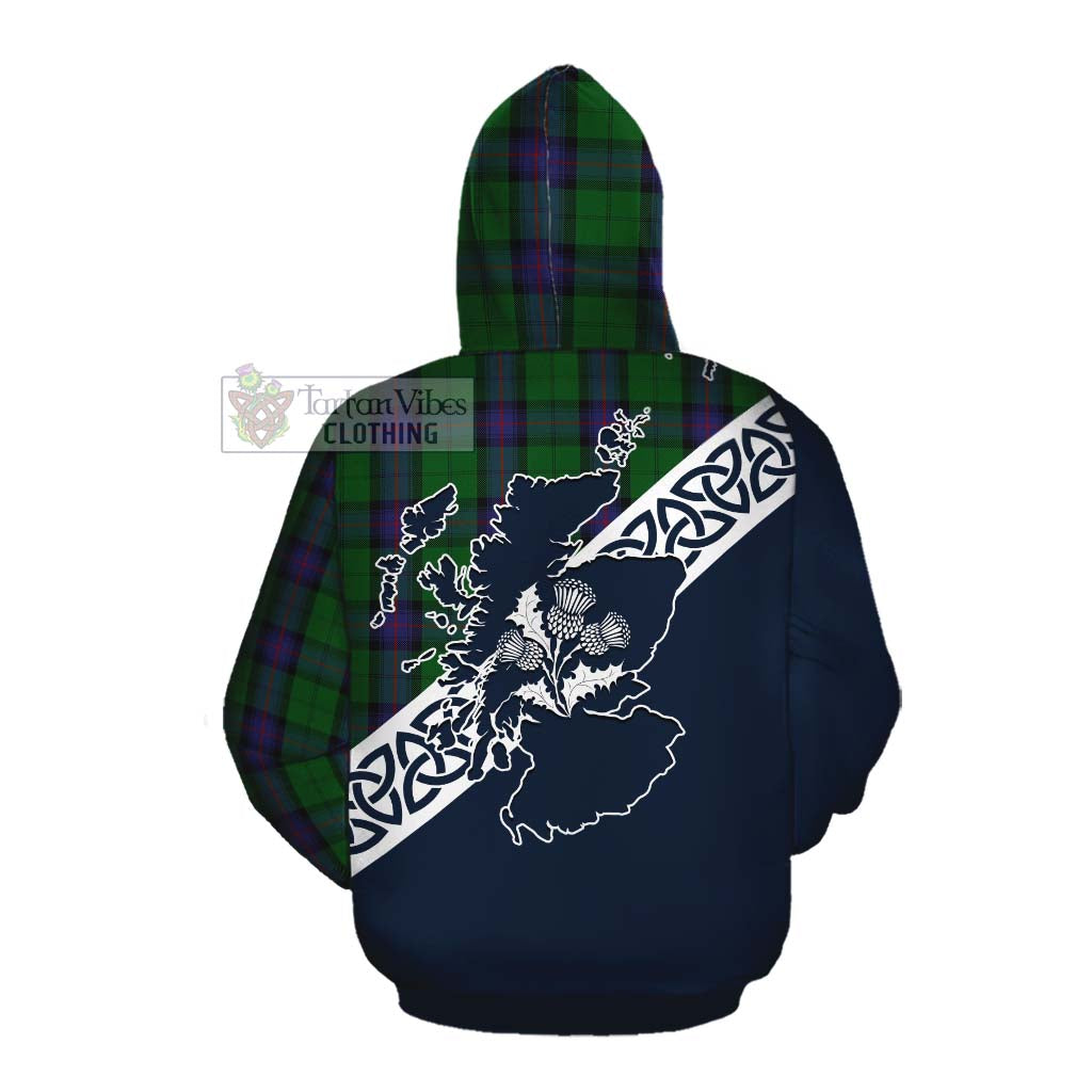 Tartan Vibes Clothing Armstrong Tartan Cotton Hoodie Featuring Thistle and Scotland Map