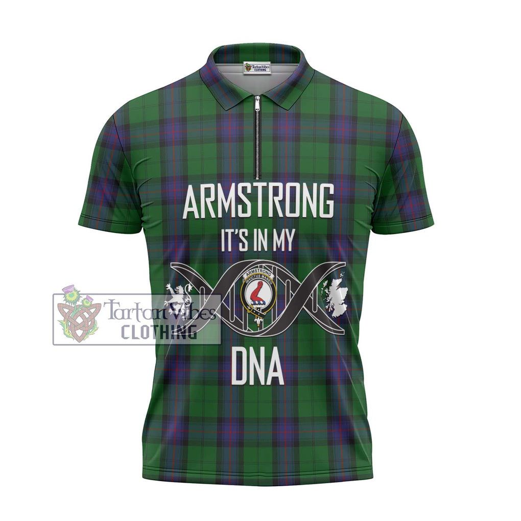 Armstrong Tartan Zipper Polo Shirt with Family Crest DNA In Me Style - Tartanvibesclothing Shop