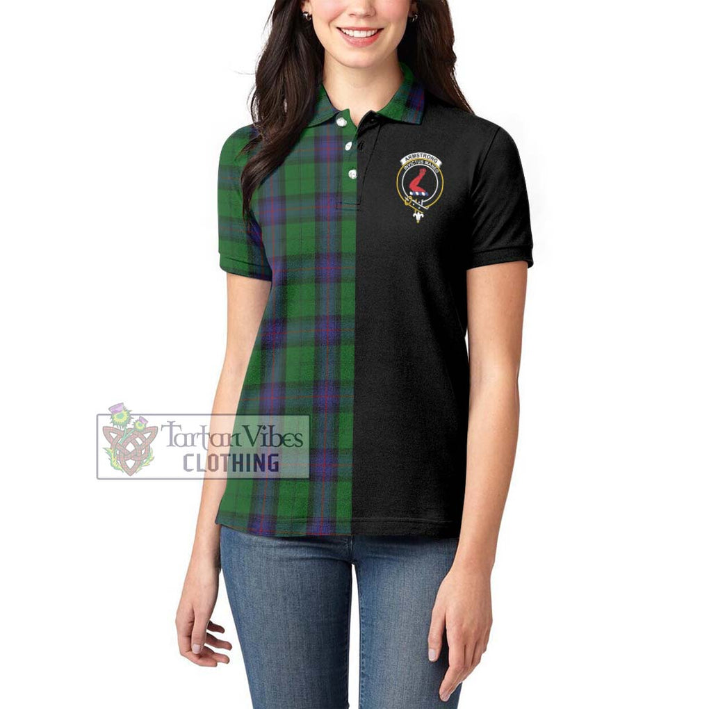 Armstrong Tartan Women's Polo Shirt with Family Crest and Half Of Me Style - Tartanvibesclothing Shop